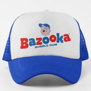 NEW Bazooka Bubble Gum Retro Foam Trucker Mesh Snapback Hat 2TONE BLUE WHITE